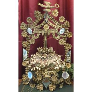 Interior Of A Napoleon III Wedding Globe, Crown, Bouquet And Decorations