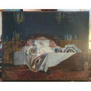 Post-mortem Scene Of A Prominent Male Figure – French School, Late 19th Century