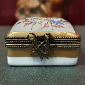 Miniature Porcelain Box With Masonic Decoration, Late 19th / Early 20th Century
