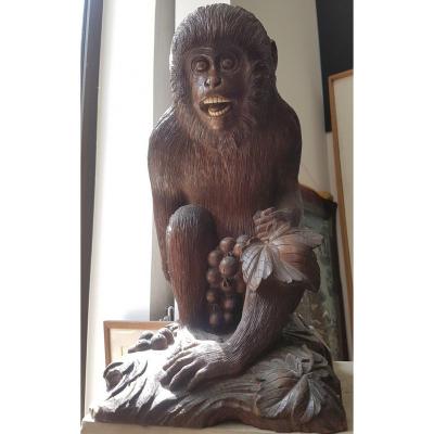 Monkey Carving In Carved Wood, Japan