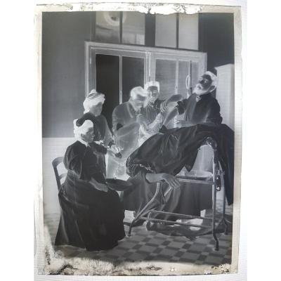 Silver Gelatino Bromide Negative Plate Medical Curiosity Object - Operation Scene