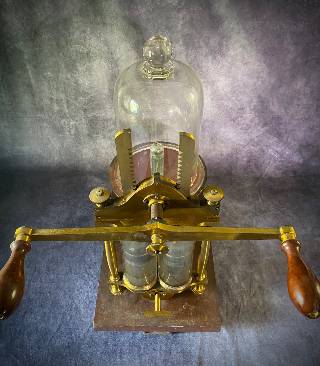 ANTICA POMPA A VUOTO PER ESPERIMENTI DI FISICA - COMPLETA E FUNZIONANTE - ITALIA FINE 1800 -photo-2