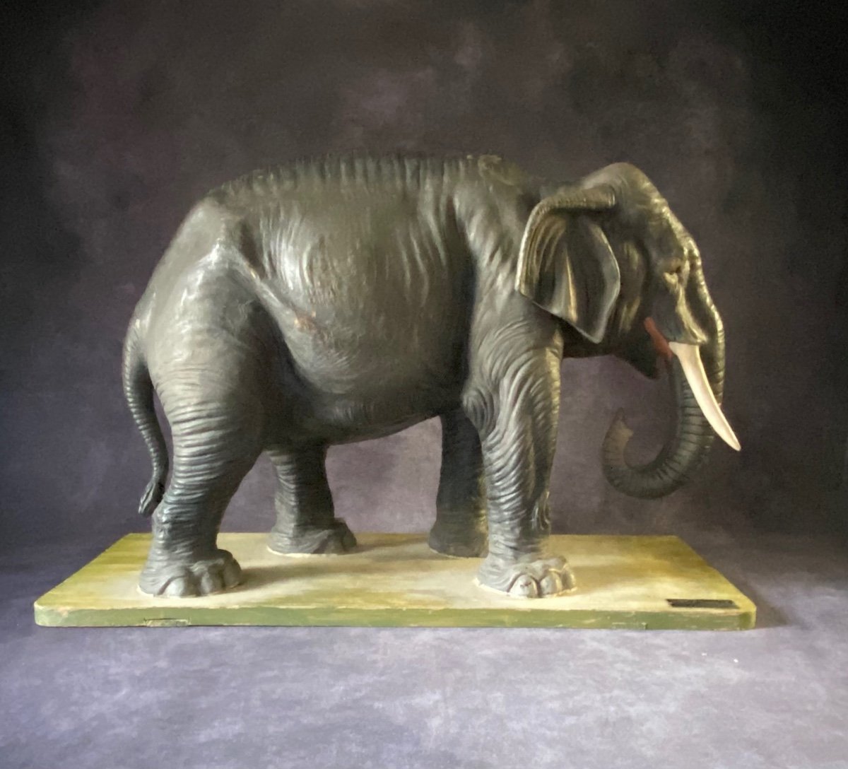 RARO MODELLO DIDATTICO DI ELEFANTE IN CARTAPESTA - ITALIA INIZI 1900-photo-2