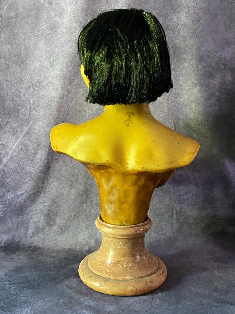 BUSTO IN CERA PER EPOSIZIONE PARRUCCHE , LINGERIE E BIJOUX - FRANCIA INIZI 1900 - -photo-5