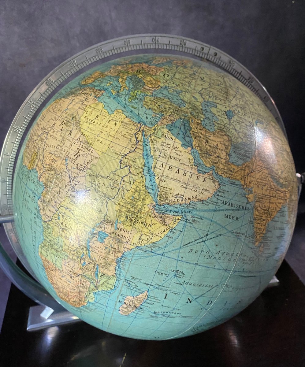 BELLISSIMO GLOBO LUMINOSO "COLUMBUS" MODELLO "JIBULEUM" CON GRANDE ATLANTE .-photo-1