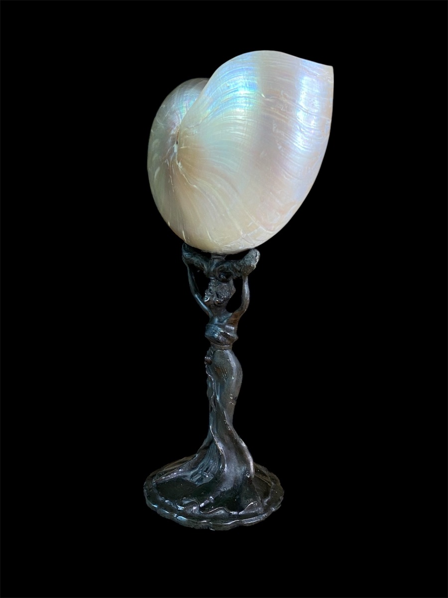 Lampada da tavolo Art Nouveau con conchiglia nautilo -photo-4