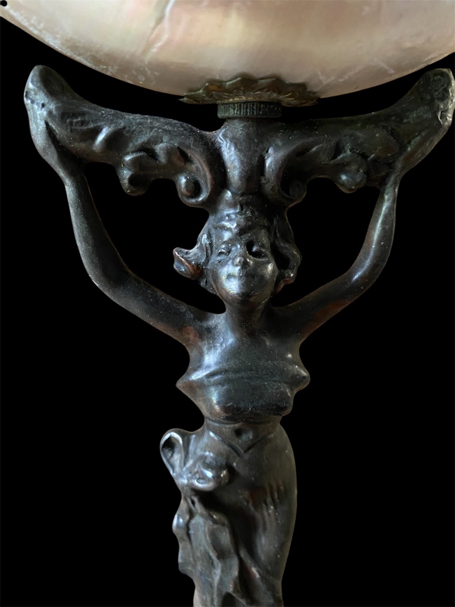 Lampada da tavolo Art Nouveau con conchiglia nautilo -photo-8
