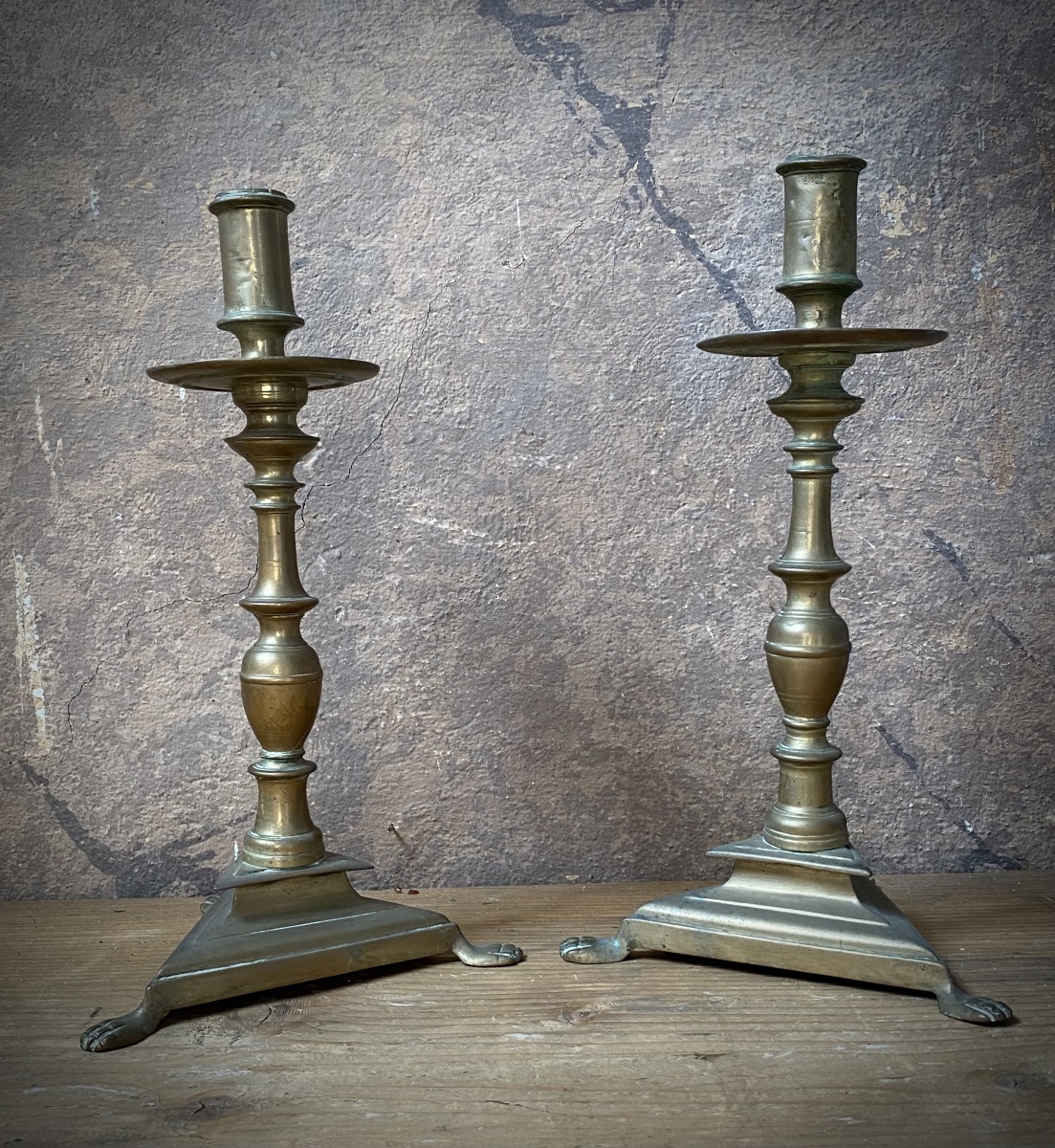 Coppia di candelabri barocci in ottone - Italia centrale XVII secolo-photo-3