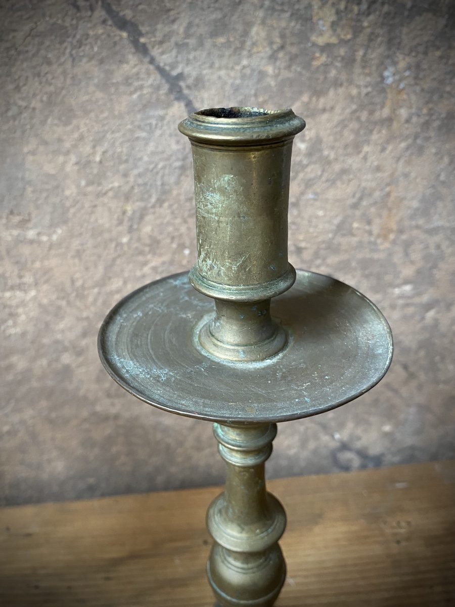 Coppia di candelabri barocci in ottone - Italia centrale XVII secolo-photo-3