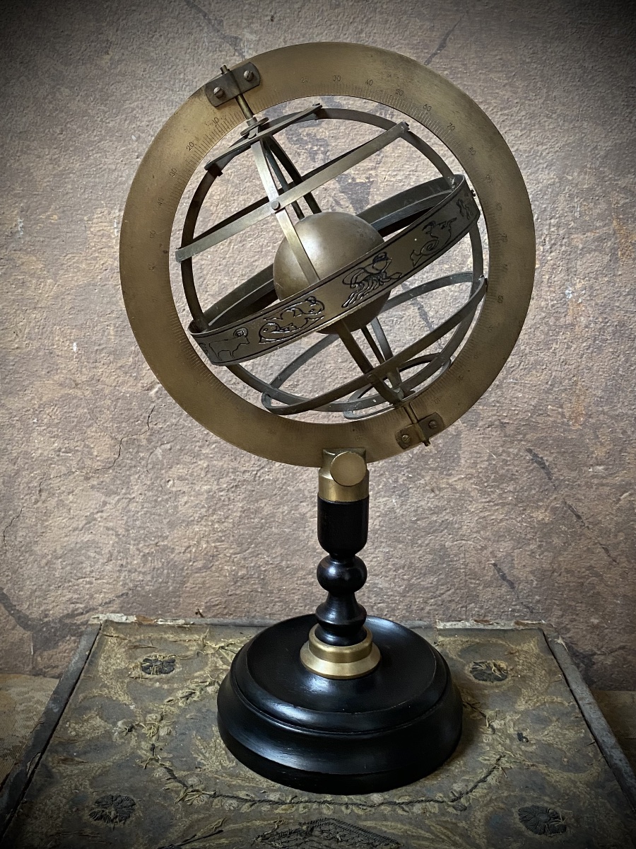 SFERA ARMILLARE VINTAGE IN OTTONE MOLTO DECORATIVA . -photo-2