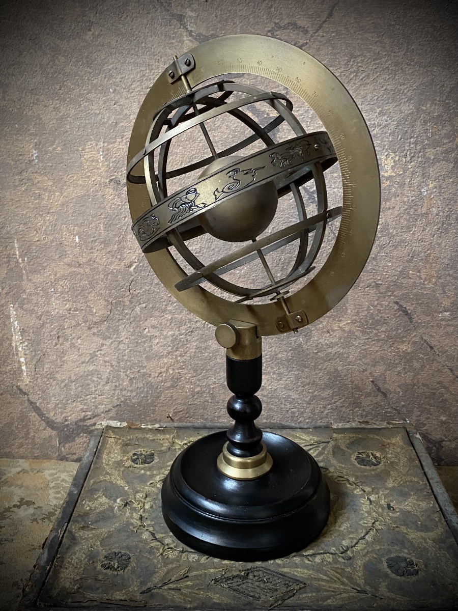 SFERA ARMILLARE VINTAGE IN OTTONE MOLTO DECORATIVA . -photo-3