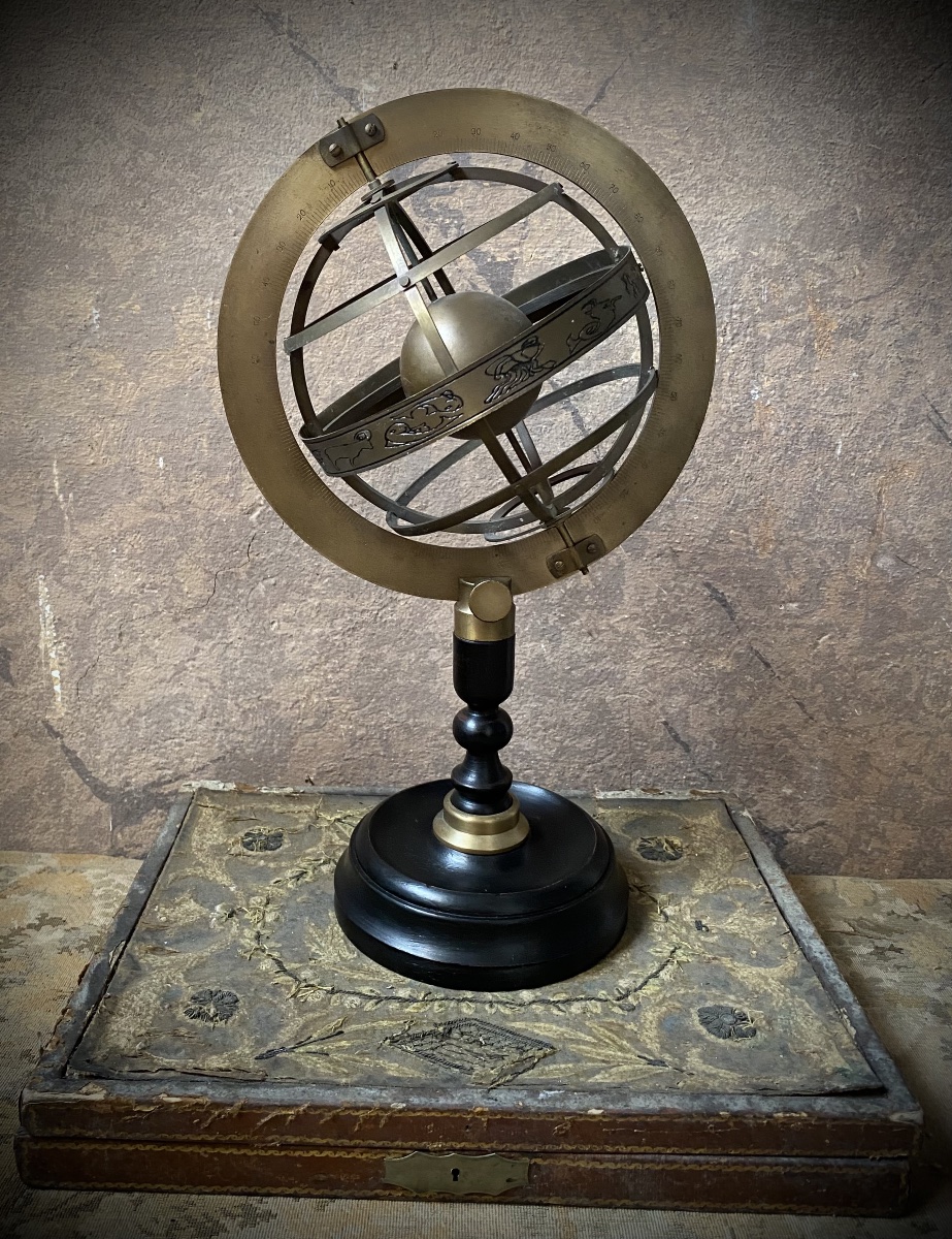 SFERA ARMILLARE VINTAGE IN OTTONE MOLTO DECORATIVA . -photo-6