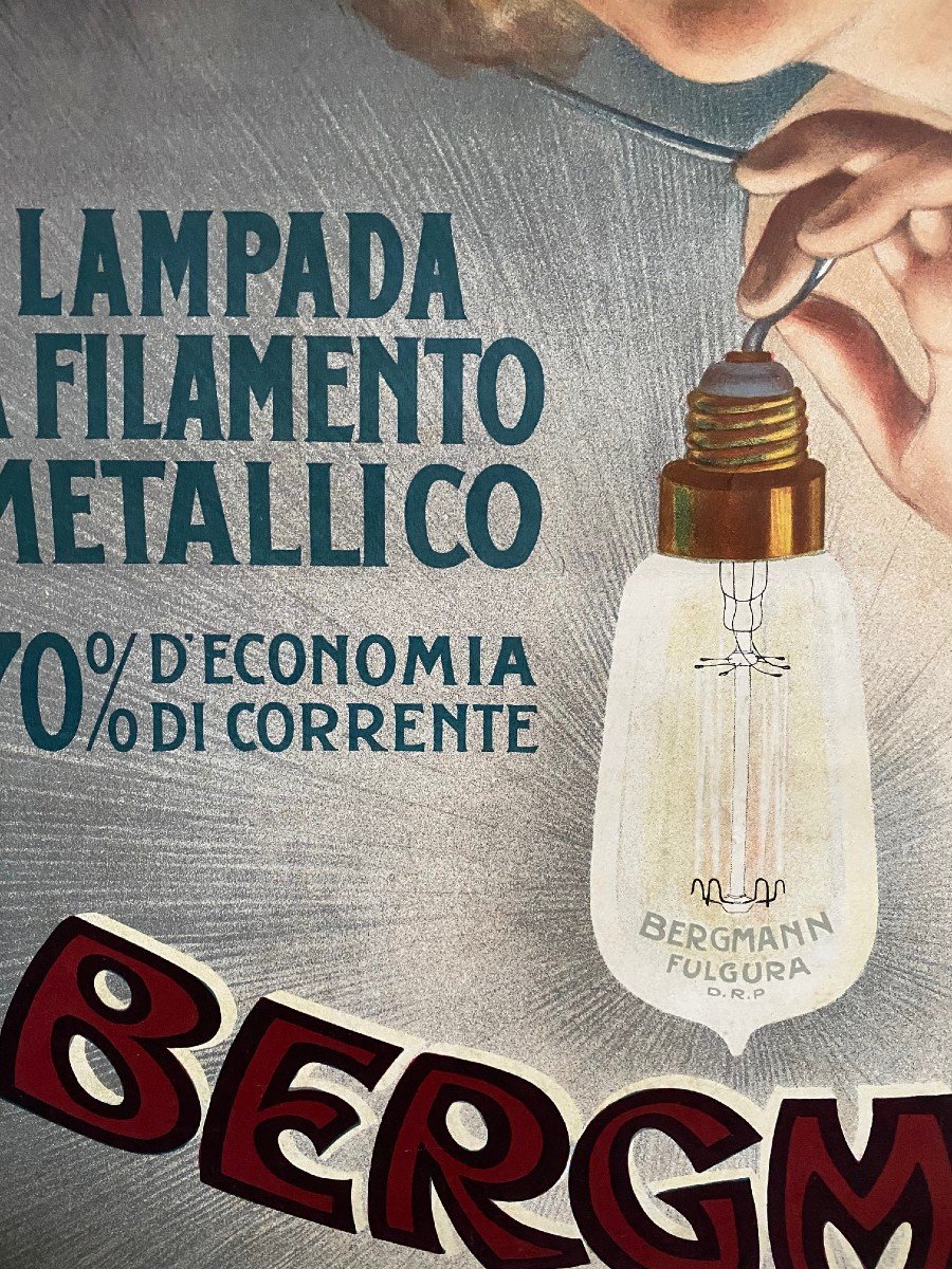 Magnifique Affiche  Publicitaire  Ampoule Type Edison  - Fin 1800. Debut 1900-photo-3