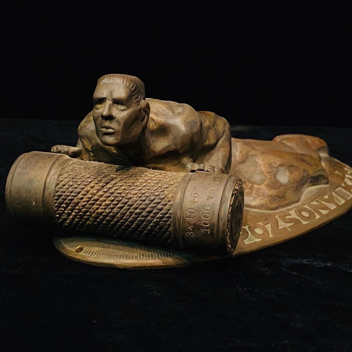 sculpture moderniste en bronze de Mihaly Biro avec échantillon de câble électrique -1930-photo-2