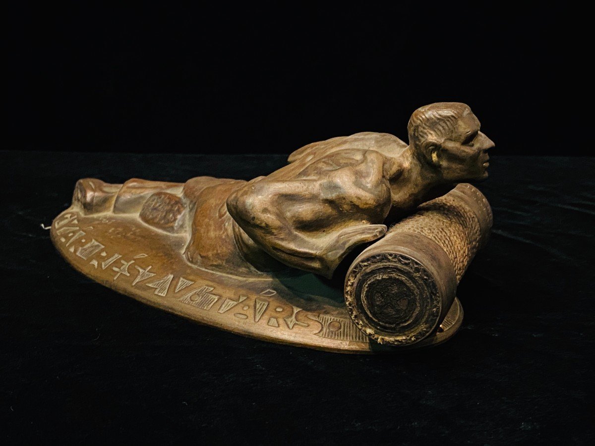 sculpture moderniste en bronze de Mihaly Biro avec échantillon de câble électrique -1930-photo-3