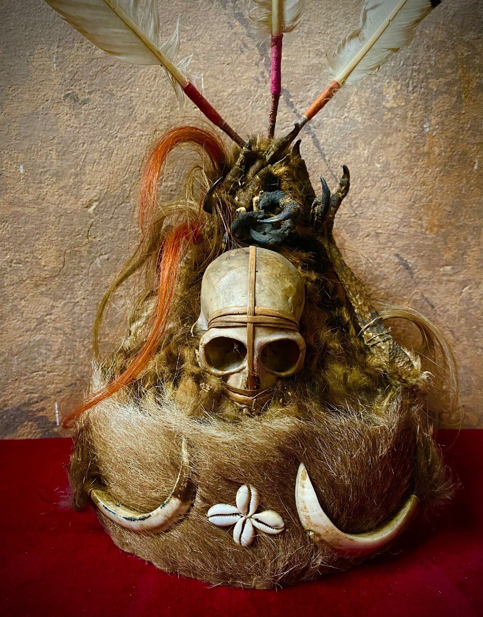   Rare Chapeau De Ceremonie Dajak -borneo-photo-2