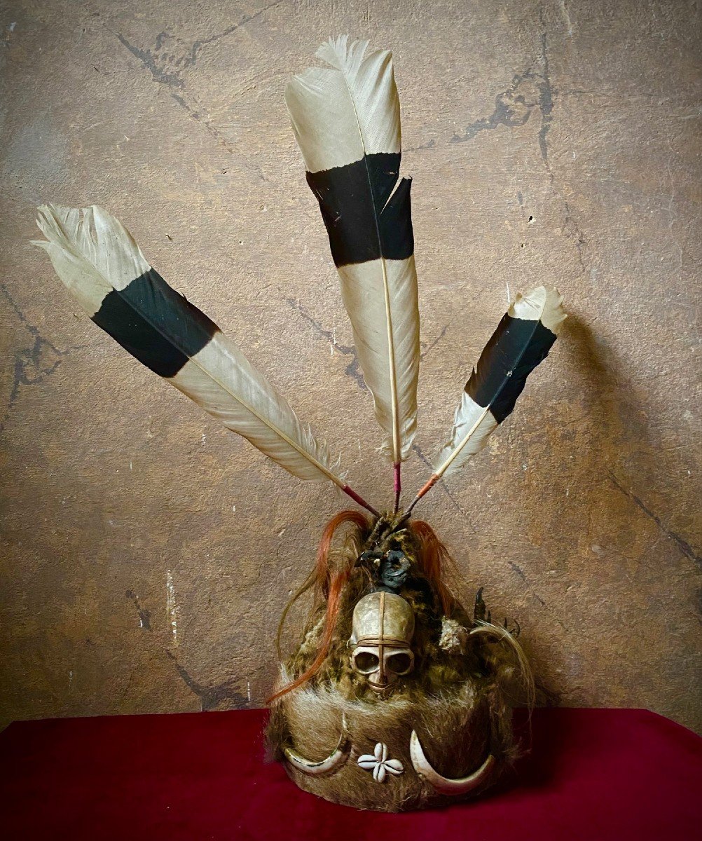   Rare Chapeau De Ceremonie Dajak -borneo