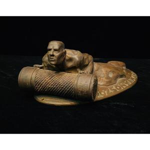 Sculpture moderniste en bronze de Mihaly Biro avec échantillon de câble électrique -1930