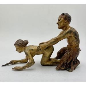 Maison Bergmann - Bronze “erotic” Subjects Satyr And Bacchante
