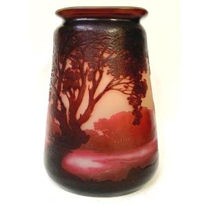 Gallé, Vase With Lake Landscape Decor 