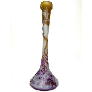 Legras, Vase Decorated With Wisteria 