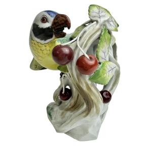 Meissen Porcelain Group: Parrot On Cherry Tree