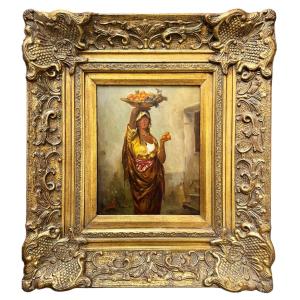 French School, Woman With Fruit Basket