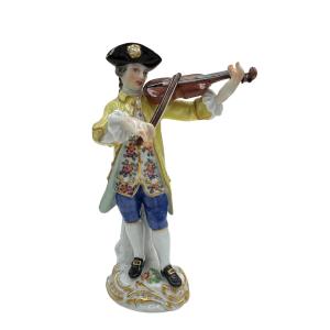 Meissen - Porcelain Figurine Violinist From The Chapelle Galante
