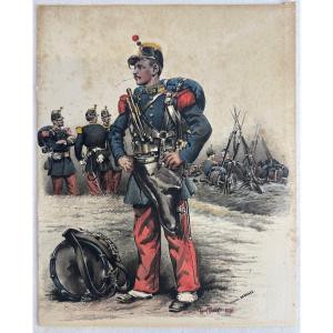 Léon Béere, Watercolor After Detaille