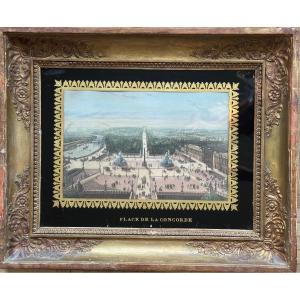 19th Century Engraving Of The Place De La Concorde And View Of The Champs-élysées