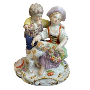 Meissen - Porcelain Group Of Shepherds