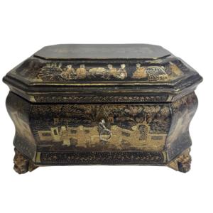 Lacquered And Decorated Tea Caddy, 19th Century