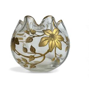 Saint Louis - Spherical Vase Decorated With Clematis