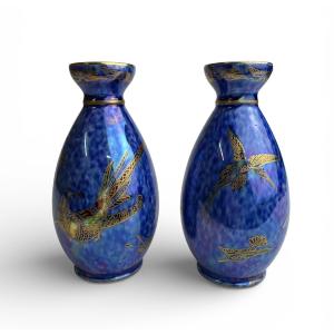 Pair Of Wedgwood Ordinary Luster Vases By Daisy Makeig-jones