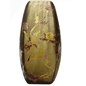 Gallé, Vase With Enameled Thistle Decoration (1890-1894)
