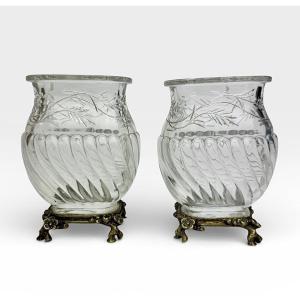 Baccarat - Pair Of Vases In The Japonisme Style, Circa 1880