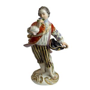 Meissen - Porcelain Figurine Of A Child Gardener With Hat