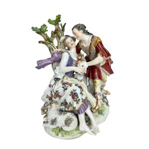 Meissen - Group Of Shepherds In Porcelain