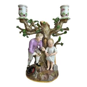 Candlestick In Meissen Porcelain