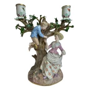 Candlestick In Meissen Porcelain