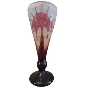 Rhododendron Vase French Art Deco Glass - C. Schneider 1927/1928