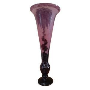 Art Deco Vase Dahlias Series - French Glass C. Schneider 1923/1926