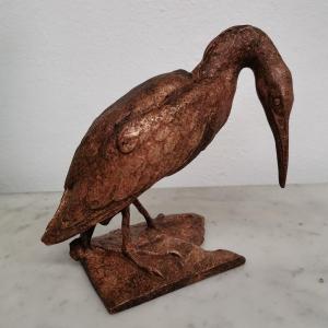 Ibis Bronze Art Deco Signed Comanski