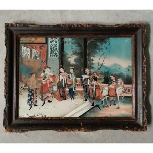 Fixed Under Glass Painting. China 19th Century.