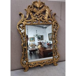 Golden Mirror With Regency Style Parecloses