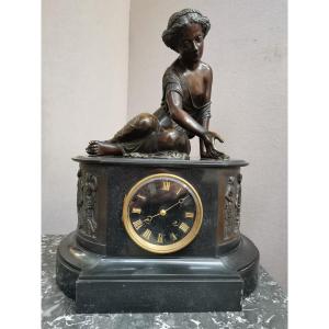 Napoleon III Clock. Bronze "the Woman With Bones"
