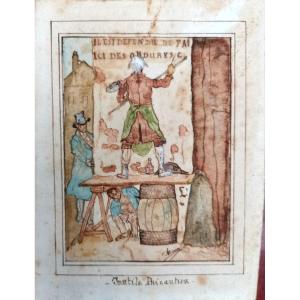 Humorous Watercolor, Streets Of Paris 