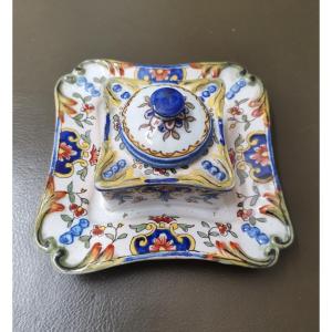Desvres Earthenware Inkwell 