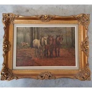 Draft Horses Logging In The Forest By Jean Florin