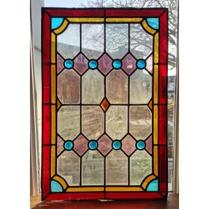 Pair Of Stained Glass Windows With Window Decoration